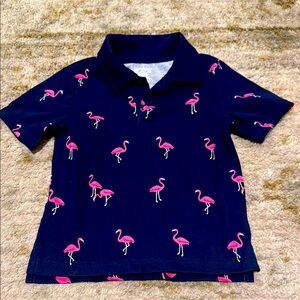 NWOT Children’s Place Toddler Boy Navy Flamingo Print Polo Shirt 4T